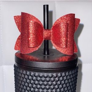 Starbucks red glitter bow topper